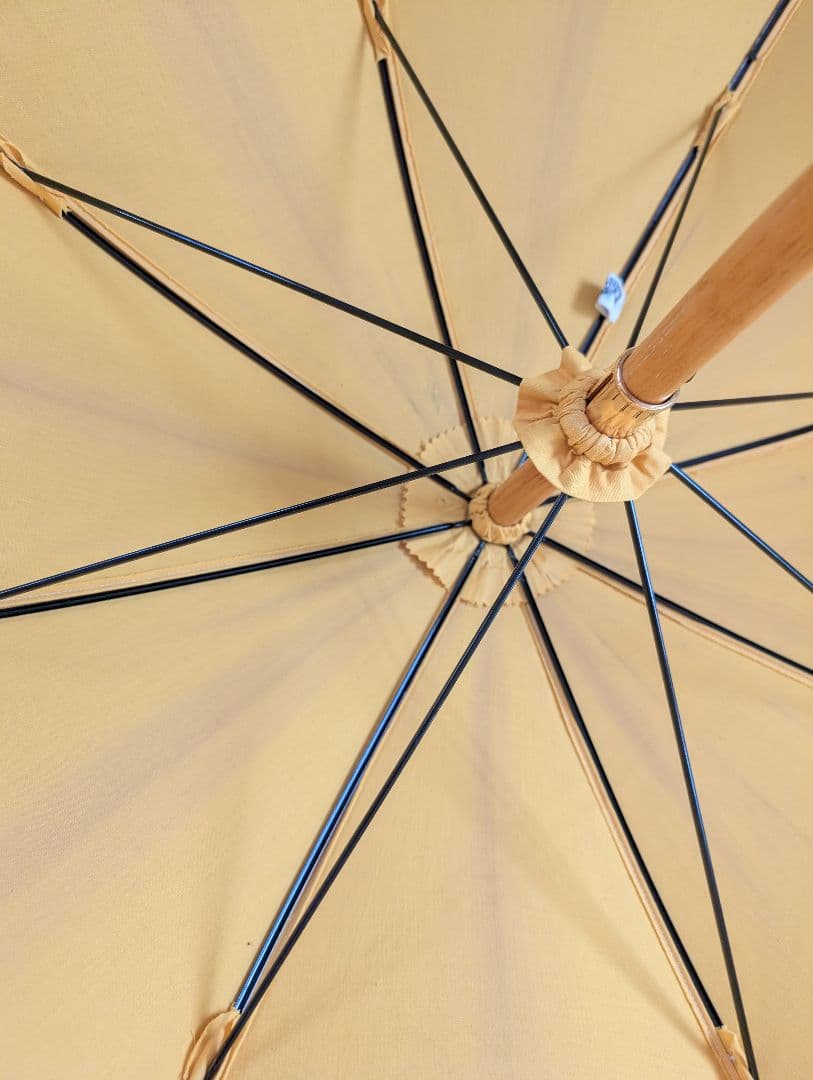 エルメス　傘　長傘　イエロー　レザーストラップ　　希少　ヴィンテージ　コットン混