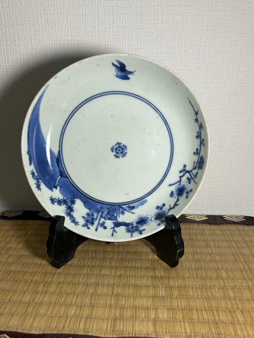 古伊万里　藍柿右衛門　染付皿　江戸時代中期