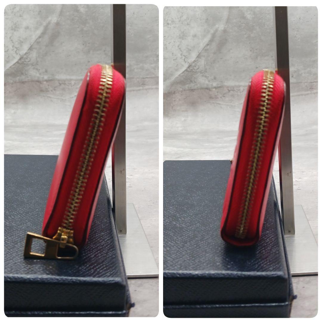 美品✨ ロエベ アナグラム ラウンドファスナー デカロゴ レザー 長財布 レッド