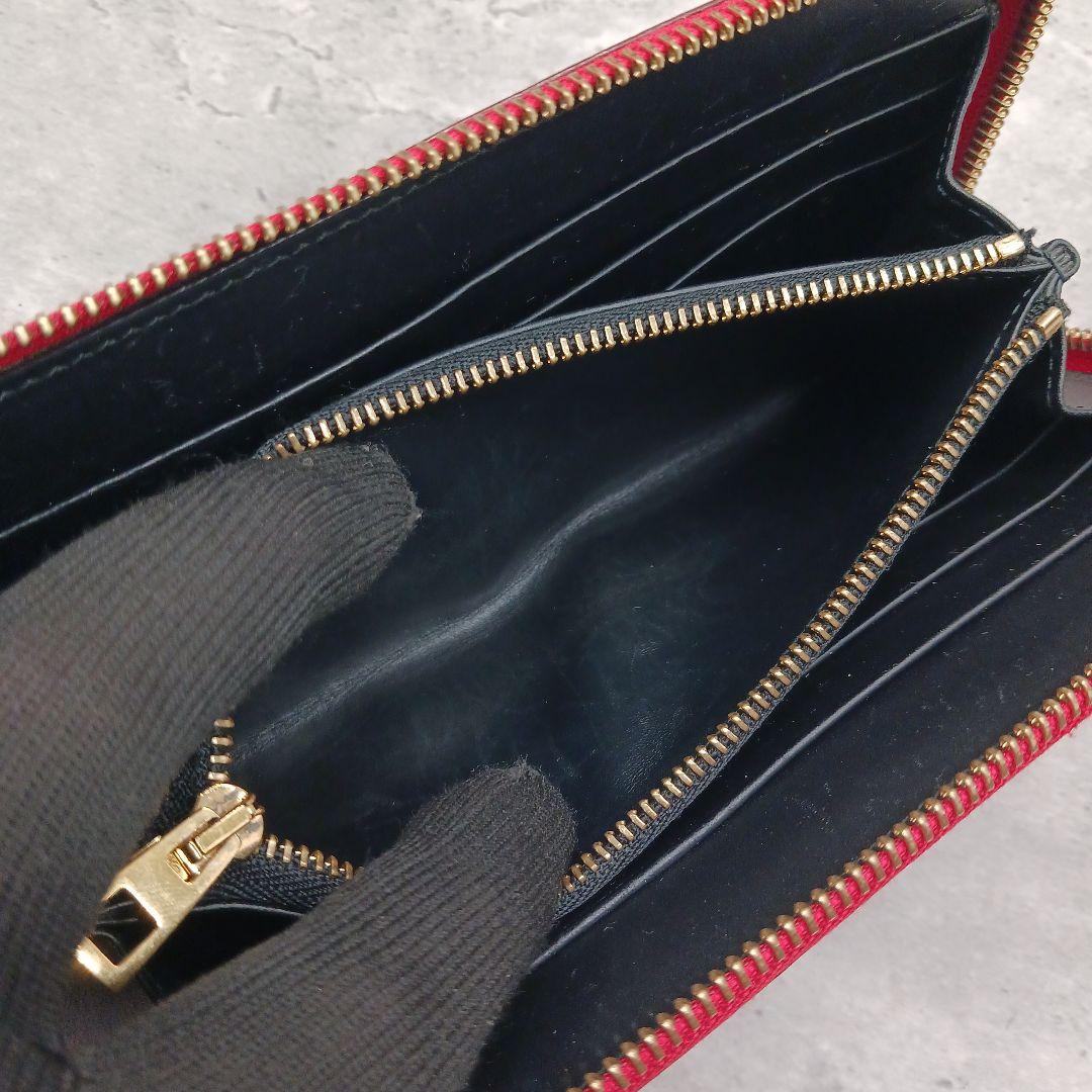 美品✨ ロエベ アナグラム ラウンドファスナー デカロゴ レザー 長財布 レッド