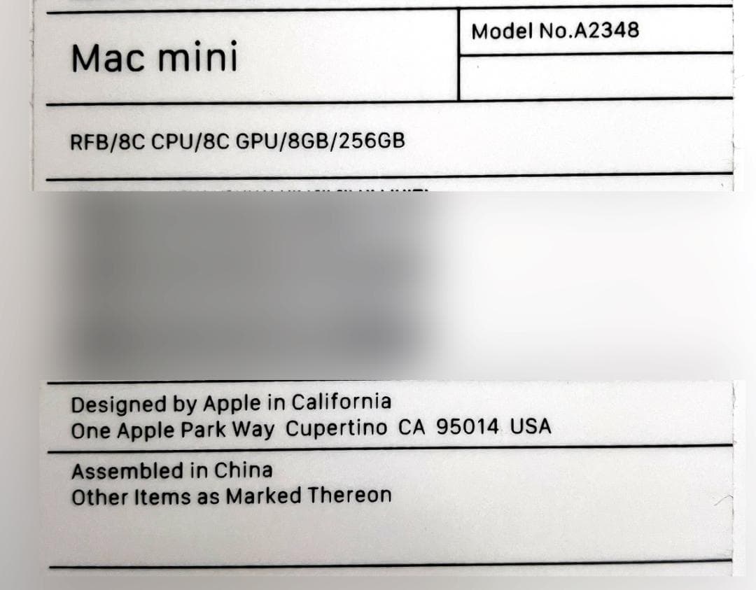 Apple Mac mini M1 8GB/256GB 中古品・動作OK