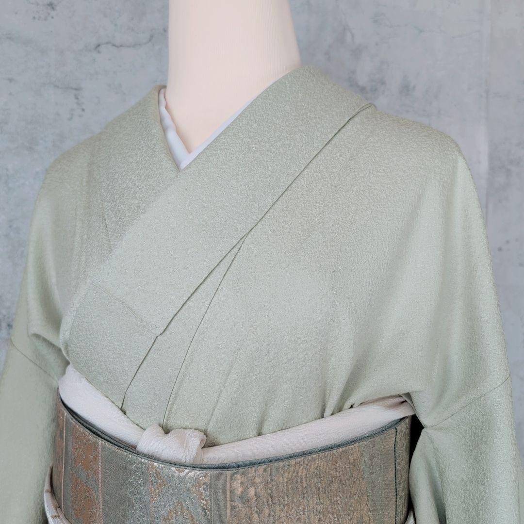 色無地　着物　フルセット　正絹　Sサイズ　ライムグリーン　O5