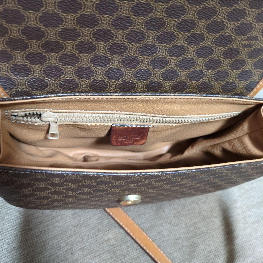 ★極美品★セリーヌ ショルダーバッグ マカダム柄 フラップ PVC ブラウン