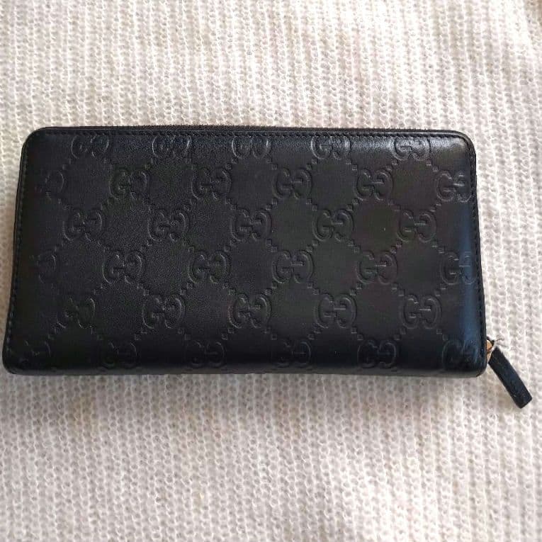 GUCCIシマ ブラックレザー長財布