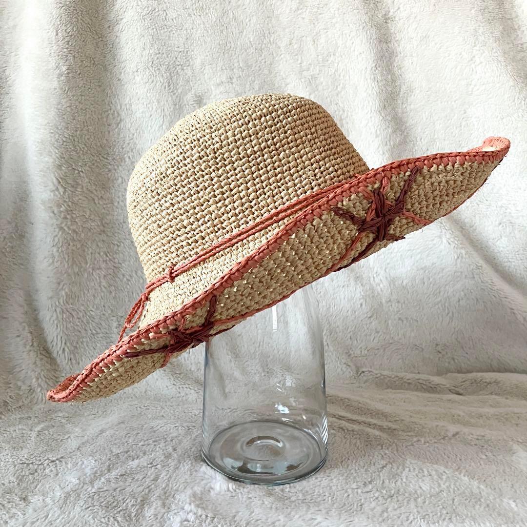 ゆ*す様 超希少 ヘレンカミンスキー ラフィア ワイドブリム ナチュラル×コーラ