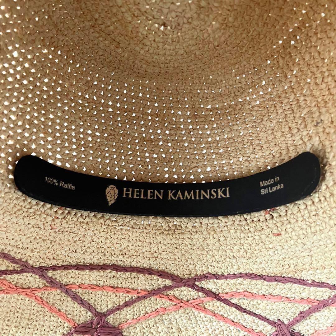 ゆ*す様 超希少 ヘレンカミンスキー ラフィア ワイドブリム ナチュラル×コーラ