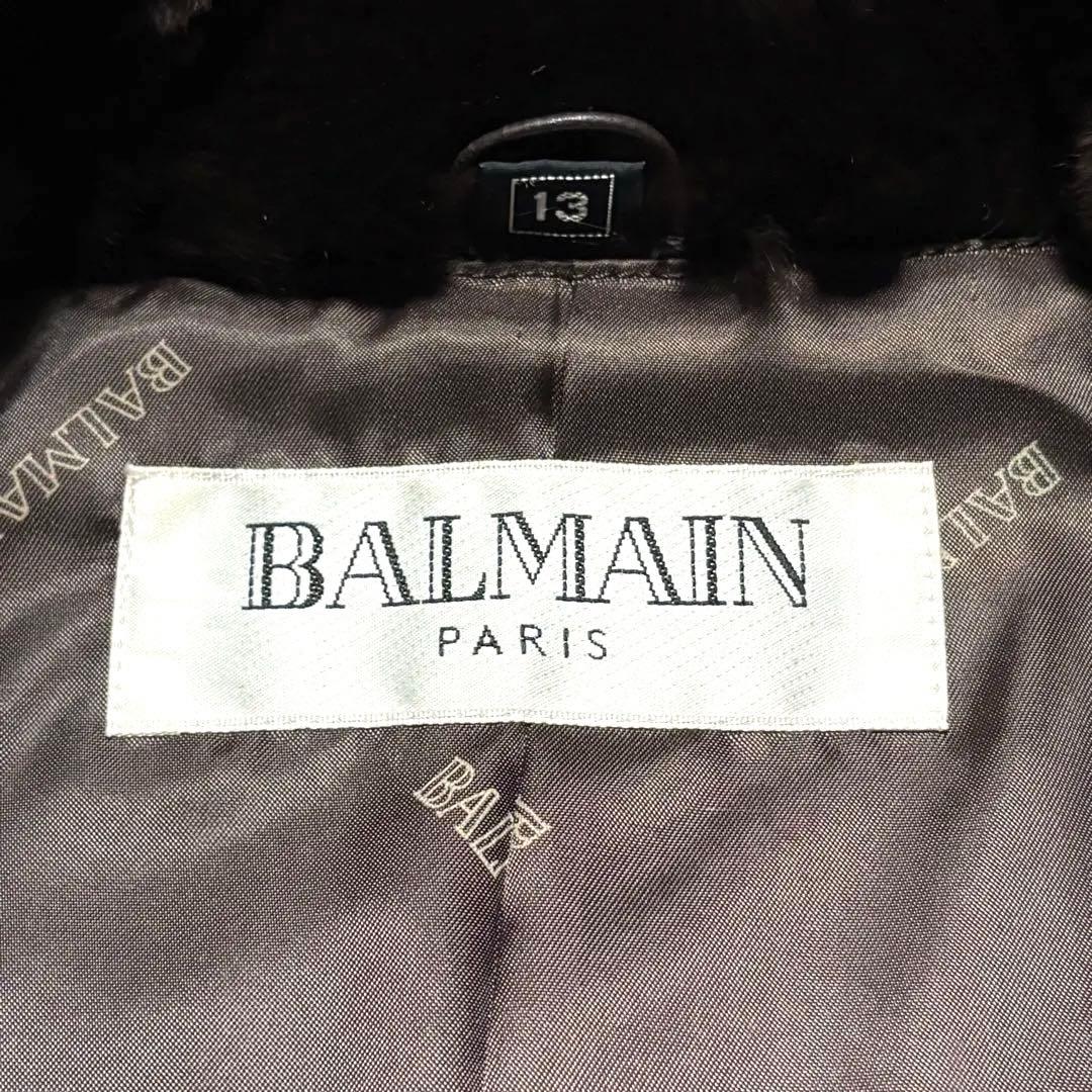 BALMAIN レザージャケット　羊革　毛皮 レッキスラビット　ブラウン　XL