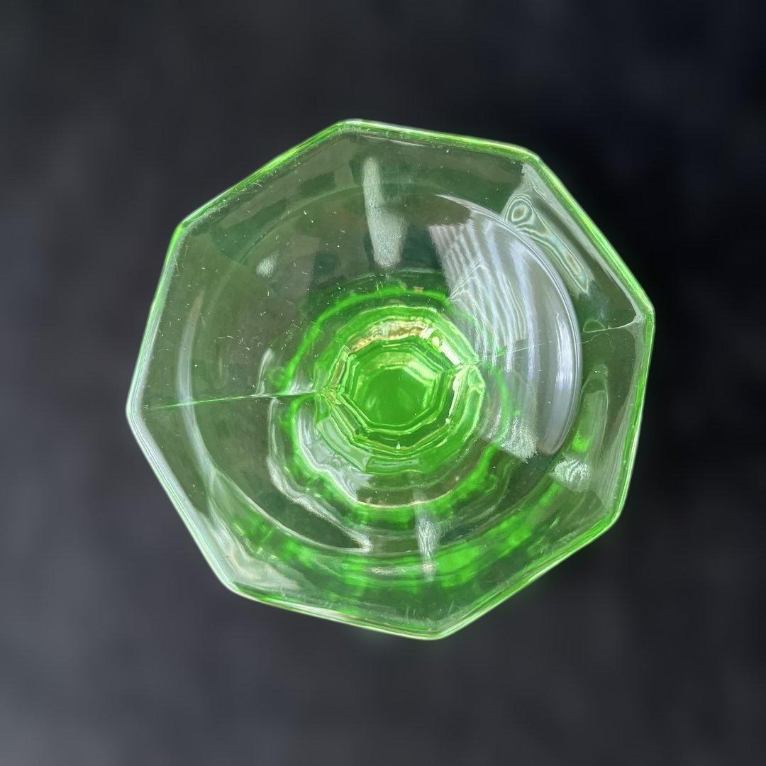 『ヴィンテージ、レア』ウランガラス製　ゴブレット、パフェ、サンデー