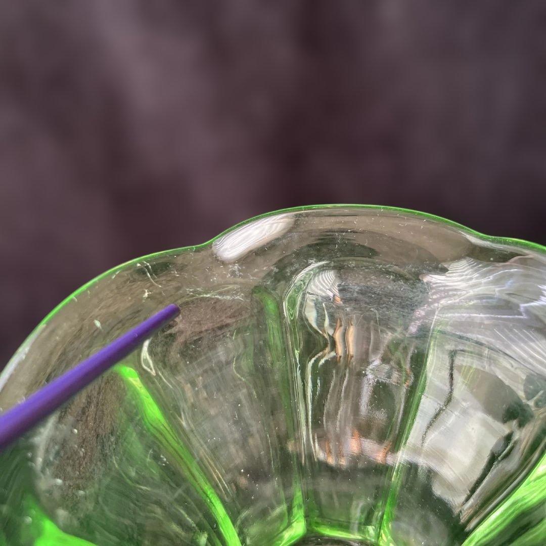 『ヴィンテージ、レア』ウランガラス製　ゴブレット、パフェ、サンデー