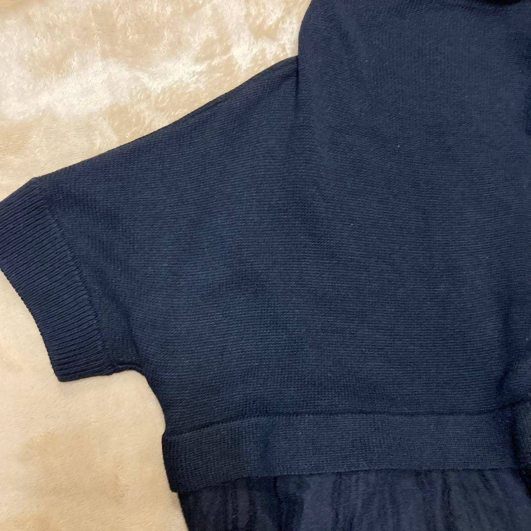 みい 芽風ブラックニットジャガードワンピース