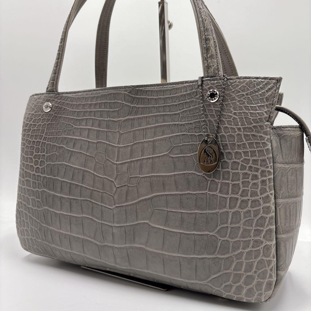 希少色 美品 JRA　ハンドバッグ クロコダイル 本革 レザーセンター取り 鰐