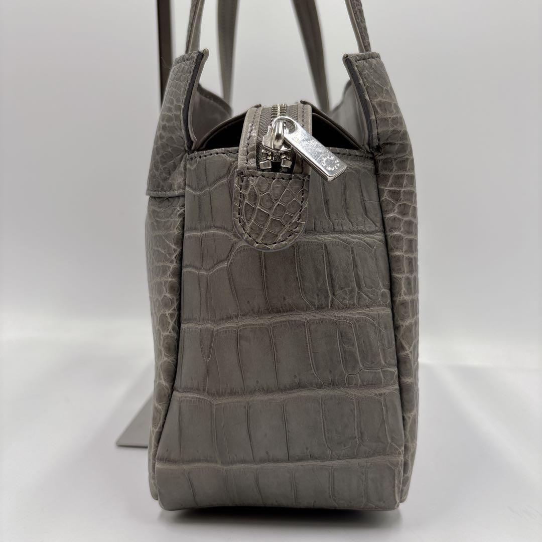 希少色 美品 JRA　ハンドバッグ クロコダイル 本革 レザーセンター取り 鰐