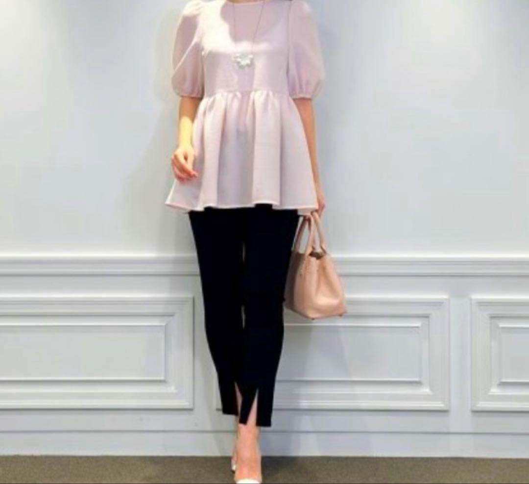 アベニールエトワール　ジャガードタックペプラムブラウス　36