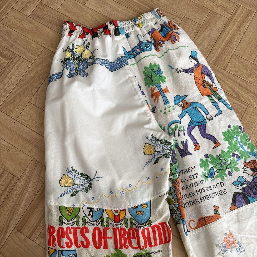 刺繍 ヴィンテージクロス リメイクパンツ 一点物