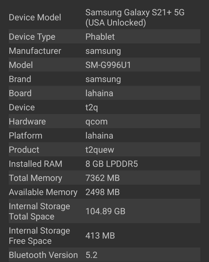 Galaxy S21+ 5G 米国版