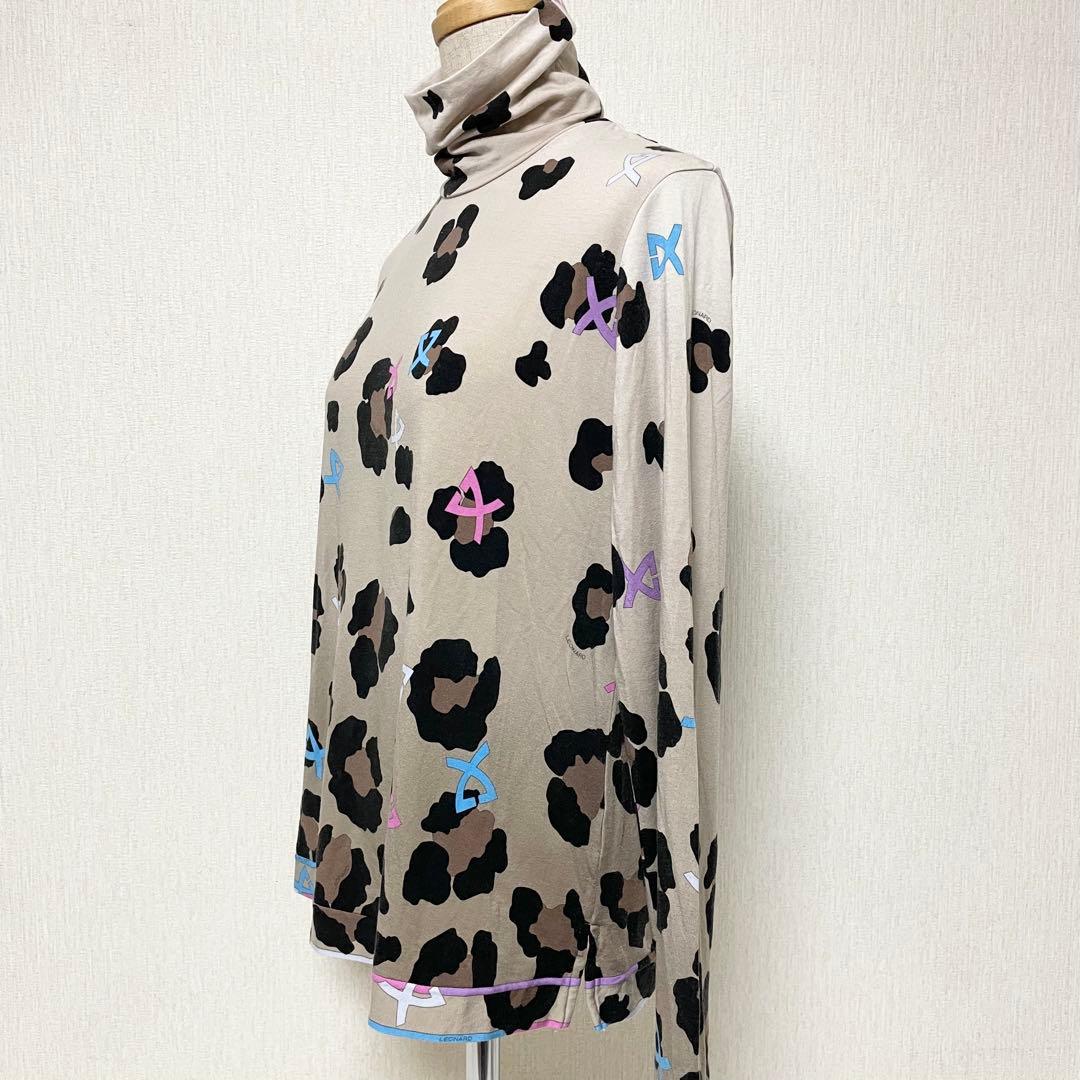 LEONARD レオナール レオパード ハイネック タートルネック カットソー