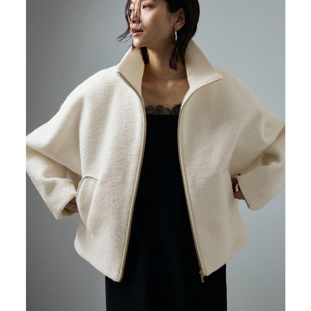 SALON adam et rope' ライトウェーブニットジップブルゾン