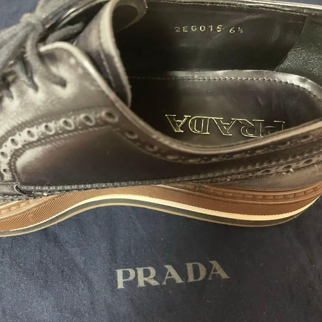 PRADA プラダ　6.5 靴　メンズ　厚底　ウィングチップ　早い者勝ち‼️