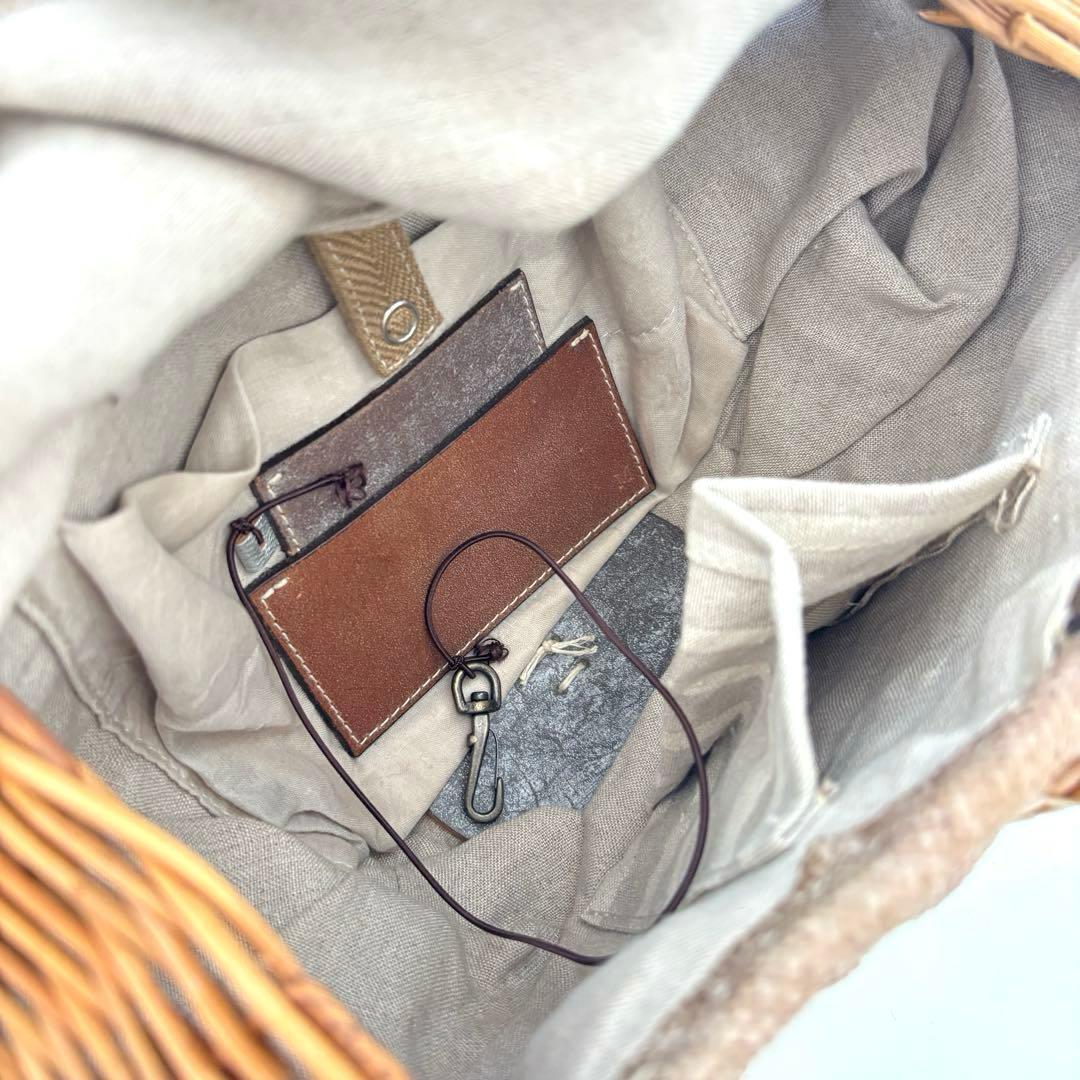 【希少レア】エバゴス チャーム カゴバッグ マルシェ 帽子型 パナマ ボタン