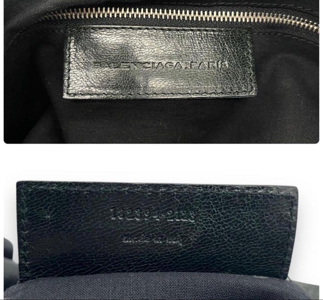 バレンシアガ　ボストンバッグ　ダークグリーン　ロゴ刻印プレート