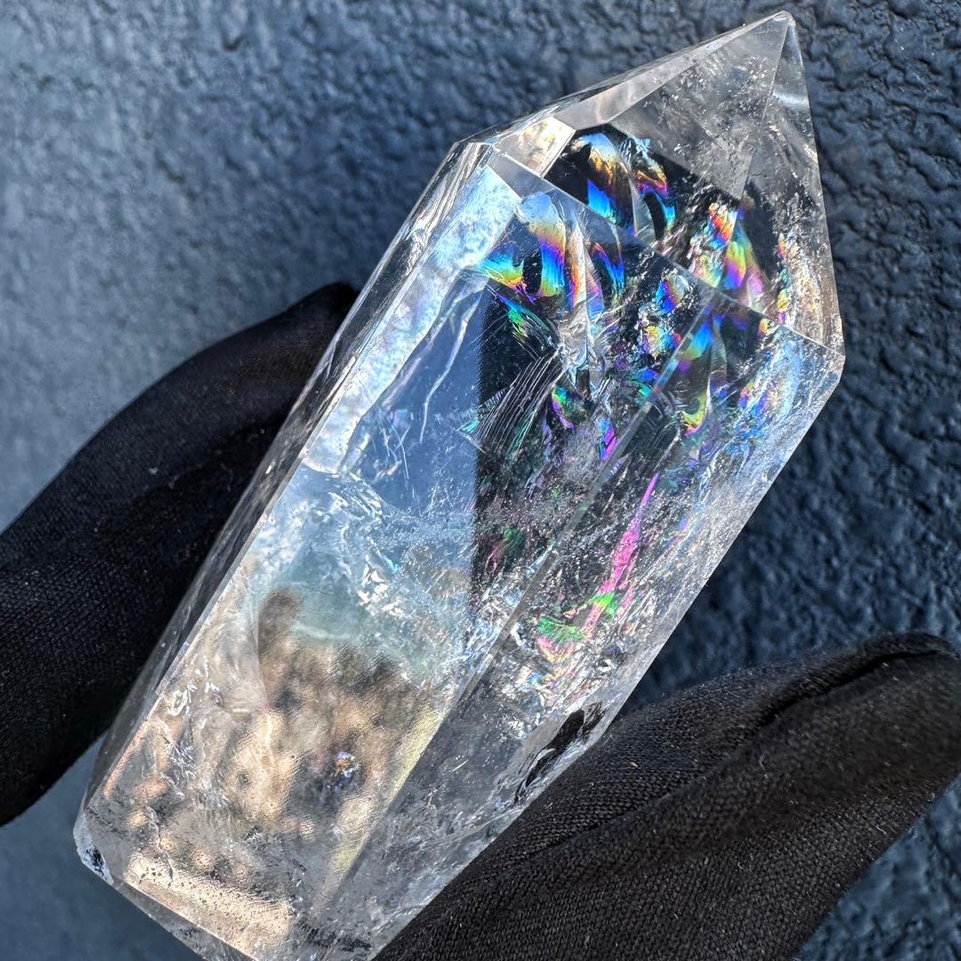 絶品❗アゼツライト☆レインボー☆ヒマラヤ水晶六角柱パワーストーン天然石A1302