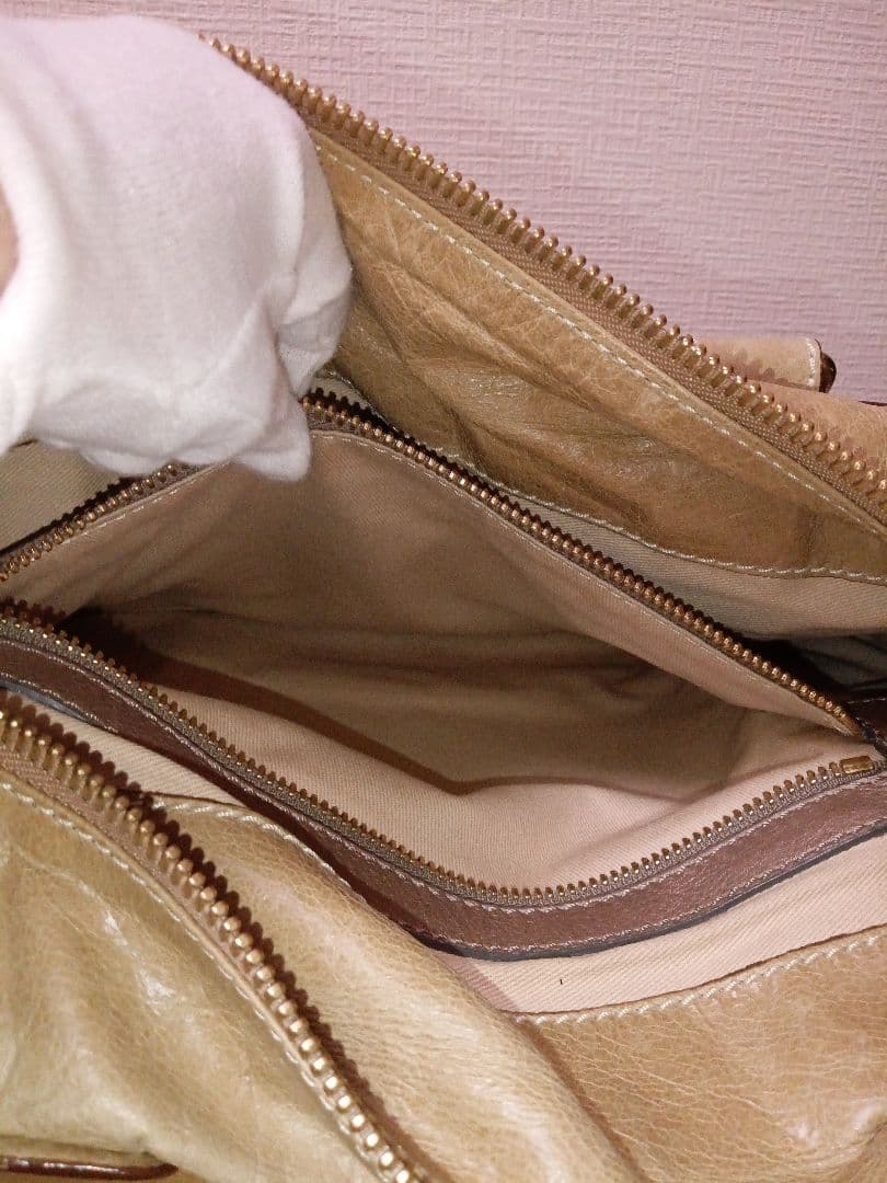 クロエベイレザー ベージュ レザー ハンドバッグ