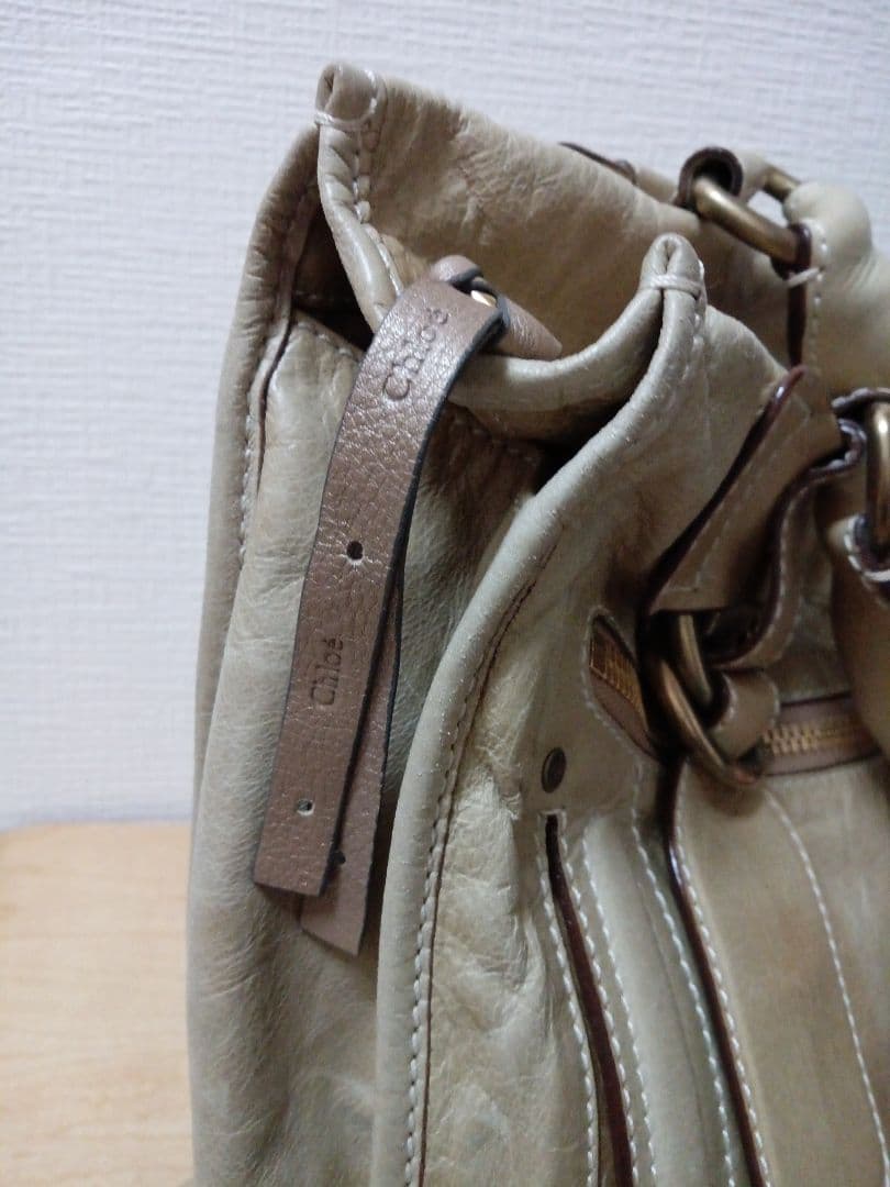 クロエベイレザー ベージュ レザー ハンドバッグ