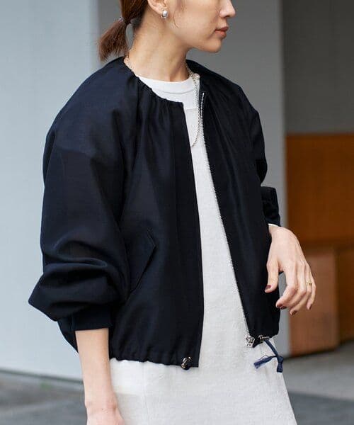 25SS美品　IENA　シアーノーカラーブルゾン　ネイビー　イエナ