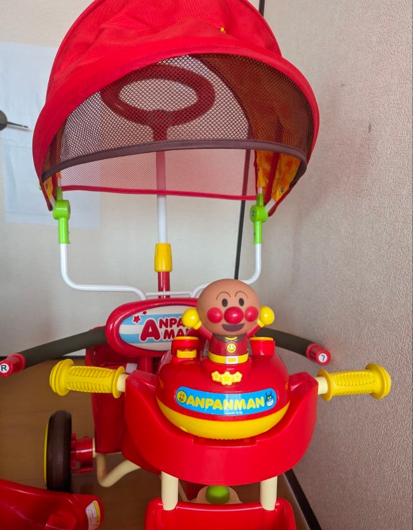 ブザー付 三輪車 それいけ!アンパンマンデラックスII レッド 中古 美品