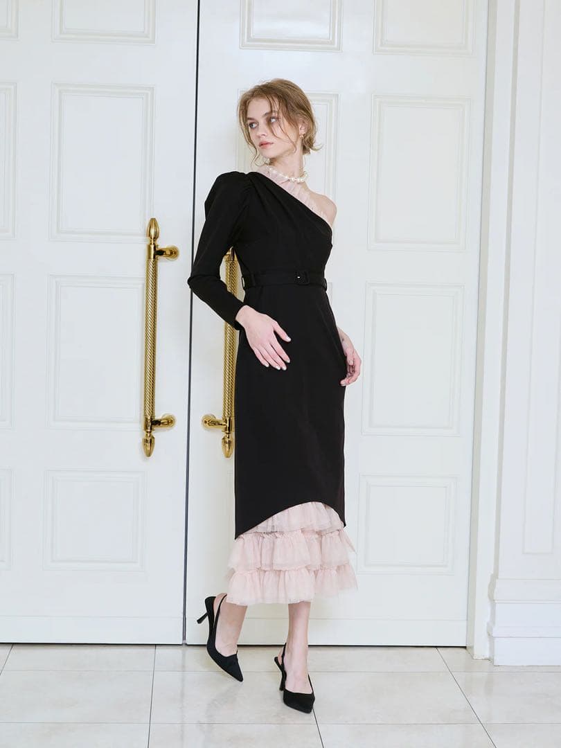 【EIMY ISTOIRE】フリルチュールワンショルダードレス