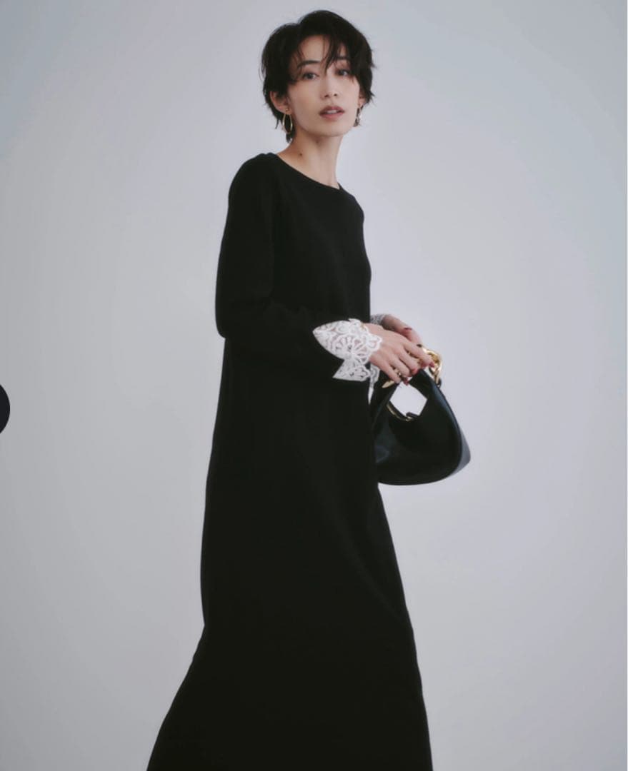 新品Arpege story 袖口レースニットワンピース Mサイズ