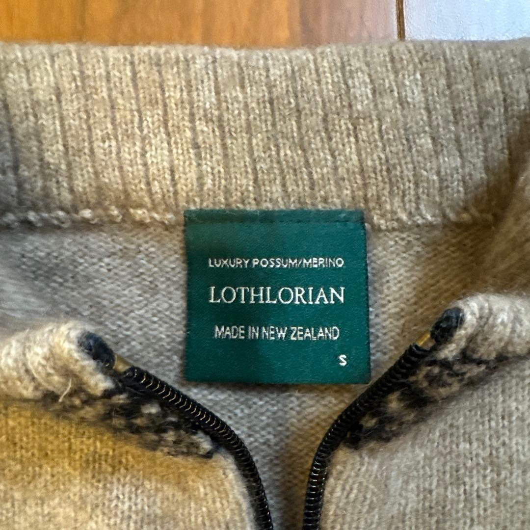希少 NZ製 ロスロリアン ポッサムメリノウール ニットジャケット S 幾何学柄