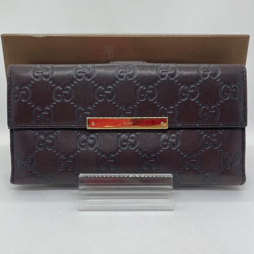【美品/箱付】グッチ 112715・0416 GG柄 長財布 二つ折り 小銭入れ