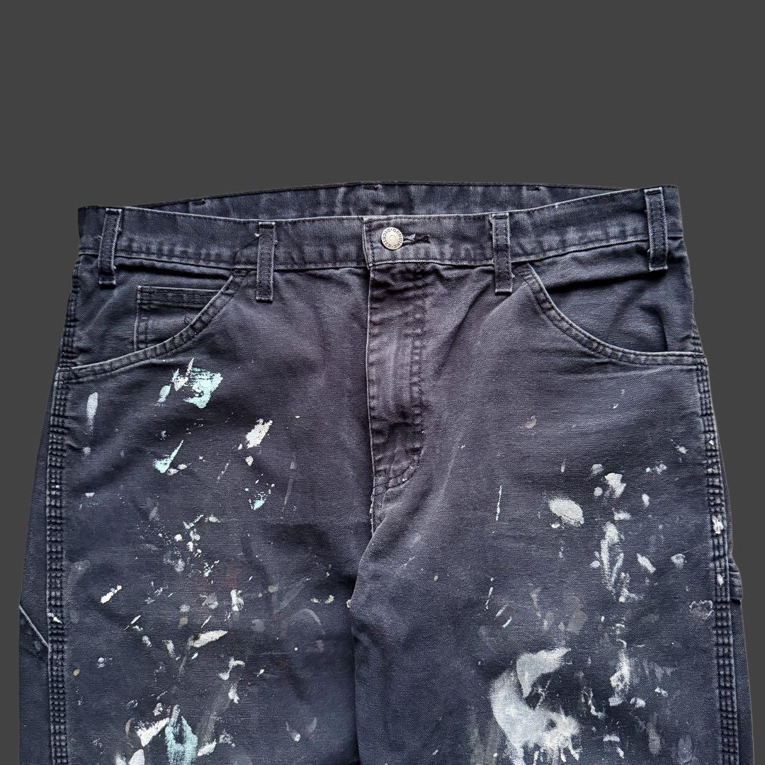 ディッキーズ ペンキ ペインターパンツ フェードブラック ダック地 グランジ