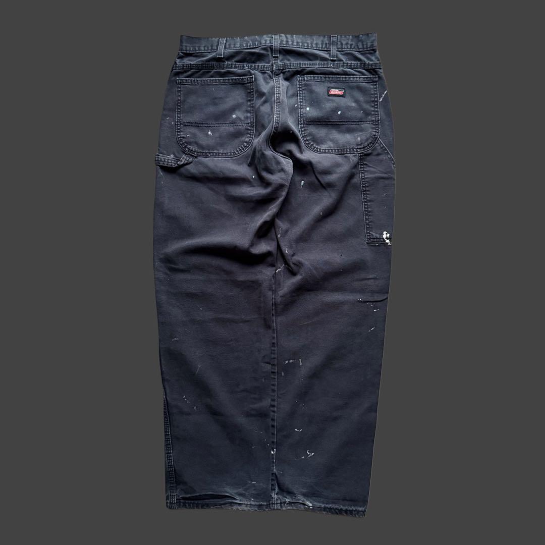 ディッキーズ ペンキ ペインターパンツ フェードブラック ダック地 グランジ