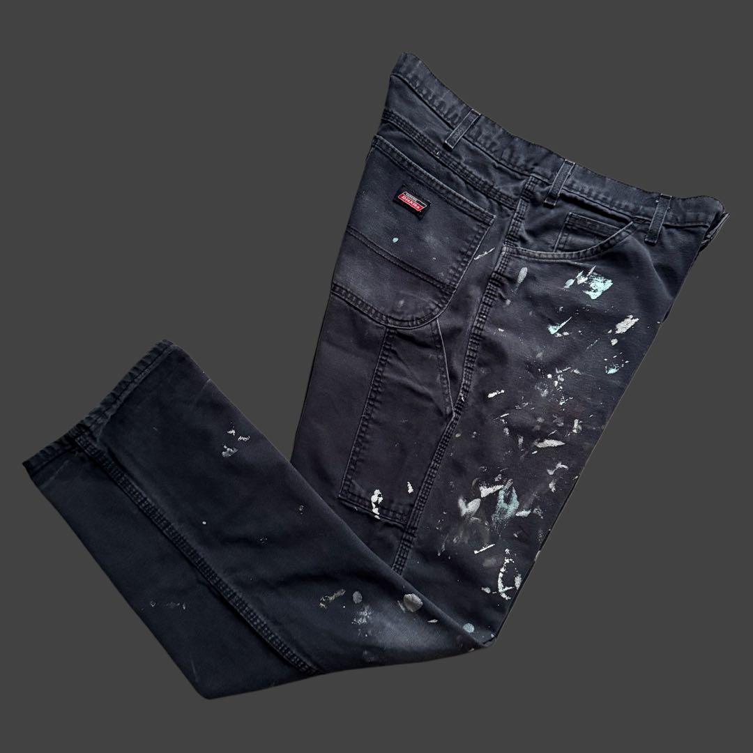 ディッキーズ ペンキ ペインターパンツ フェードブラック ダック地 グランジ