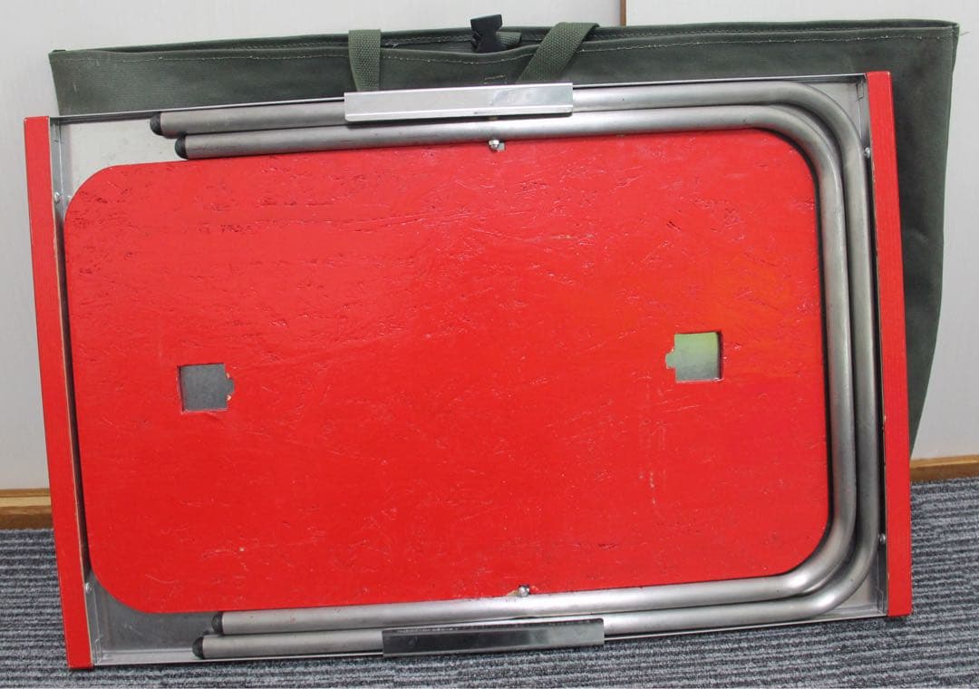 ユニフレーム 焚き火テーブルラージ 社外棚板・専用ケース ３点 赤色塗装済 中古