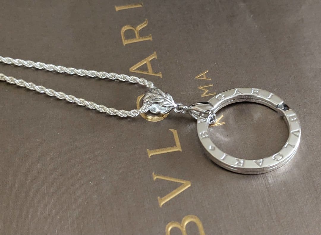 【超美品】ブルガリ キーリング シルバーネックレス ジュエリーケース付き