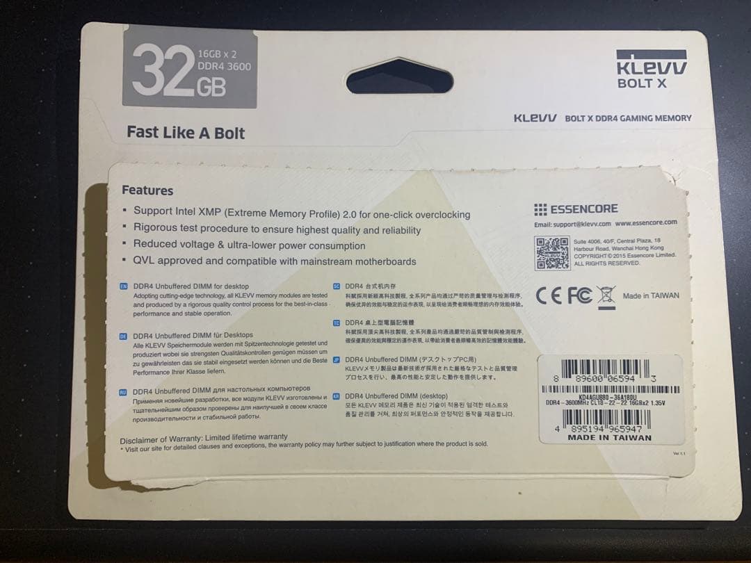 Klevv 32GB(2×16)PC用メモリ