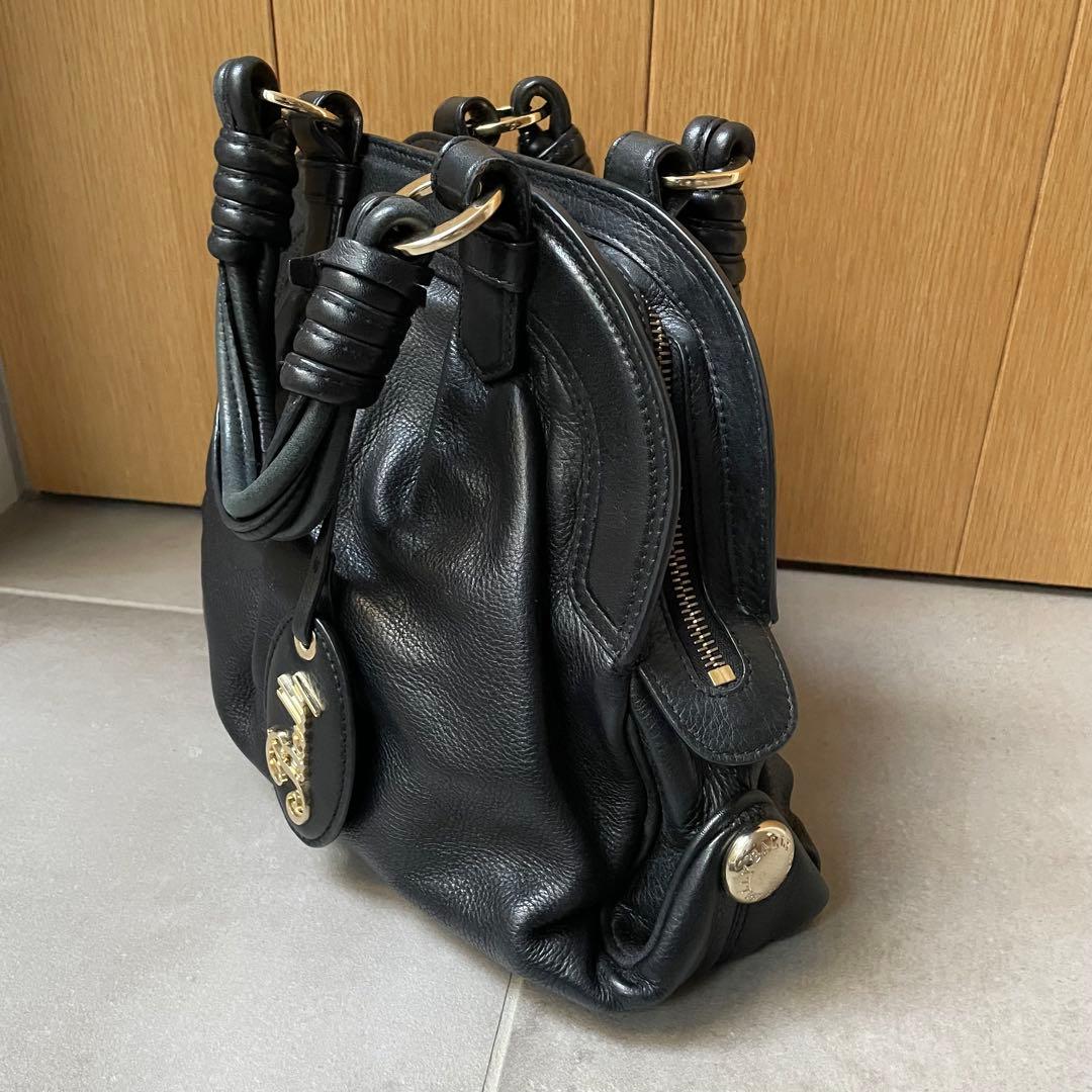 美品BALLY バリー シボ革 レザーブラック 黒 本　革BAG バッグ