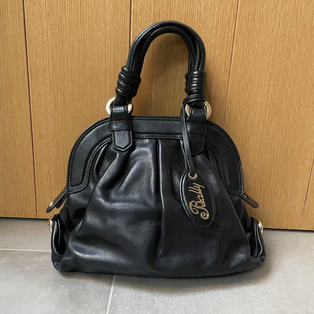 美品BALLY バリー シボ革 レザーブラック 黒 本　革BAG バッグ