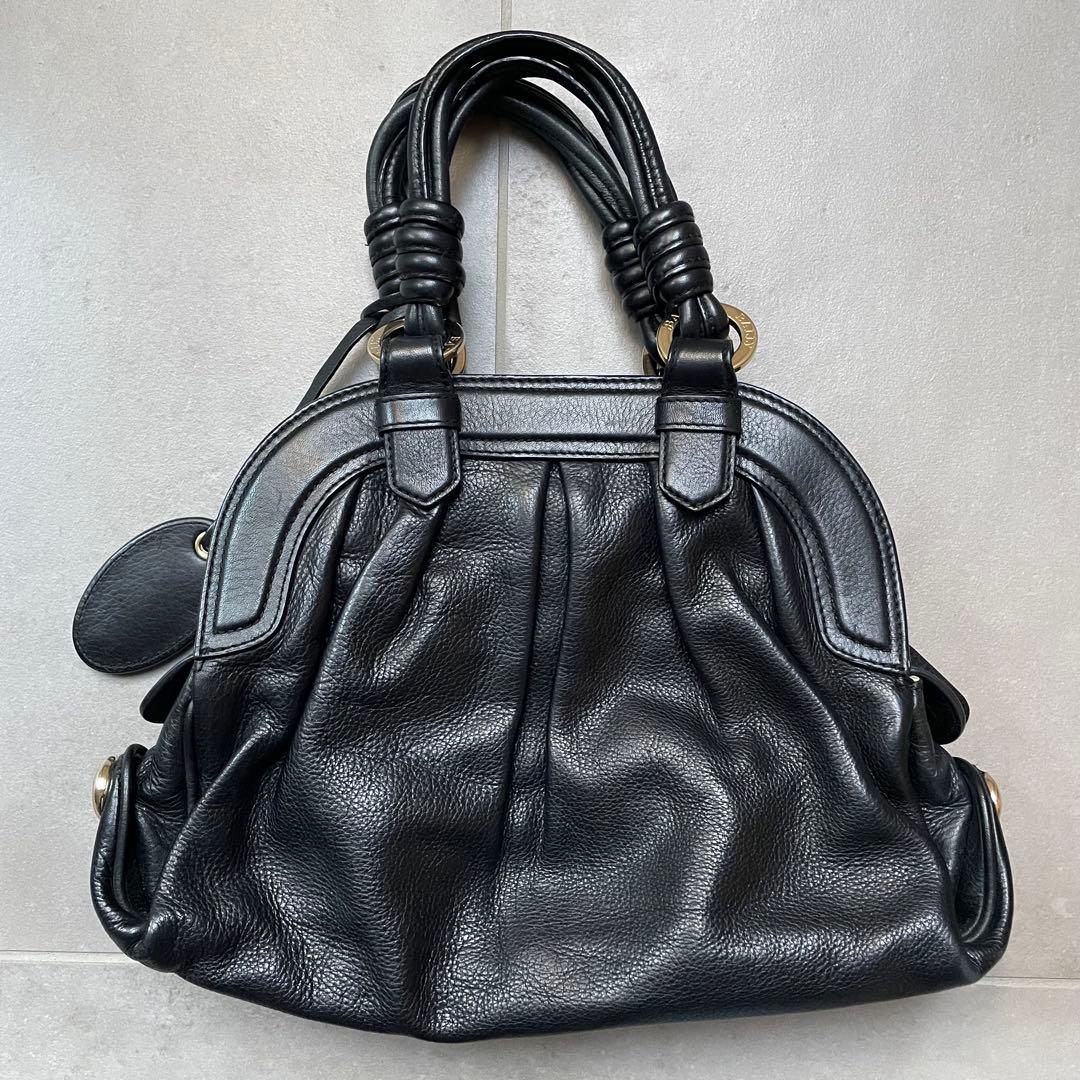 美品BALLY バリー シボ革 レザーブラック 黒 本　革BAG バッグ