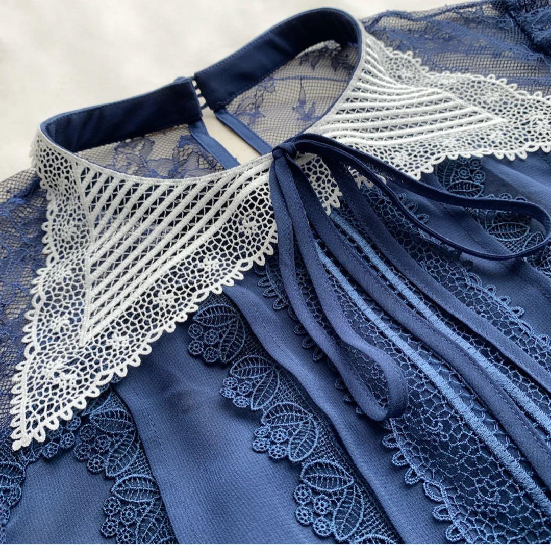 self-portrait ネイビーレースドレス　長袖