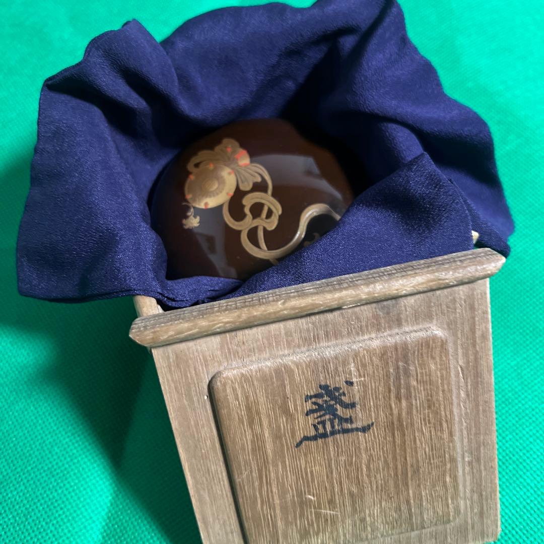 蒔絵香合　梨地　秋悦　桐箱付　伝統漆工芸