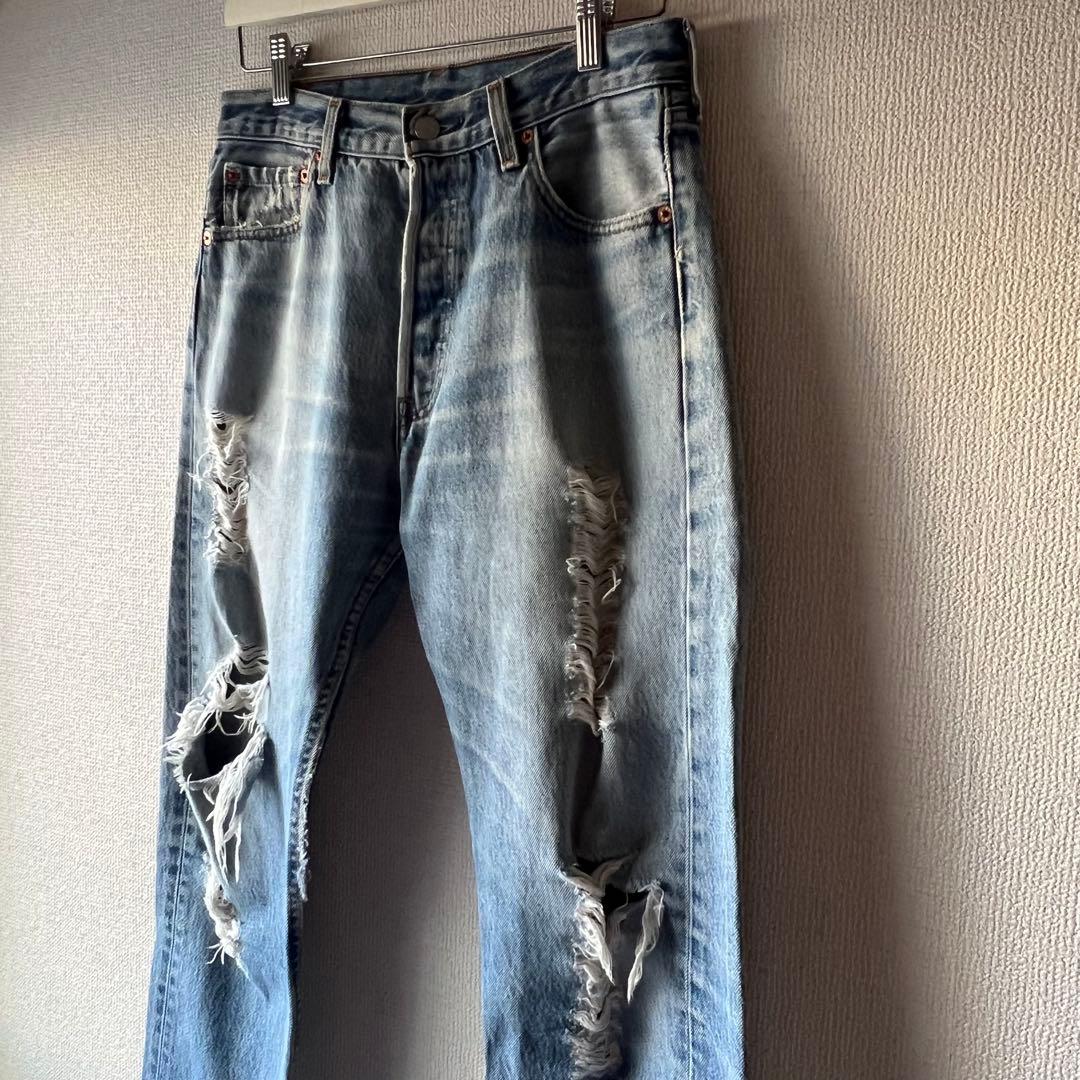 90s USA製 Levi’s 501 ゴールデンサイズ ダメージ　グランジ