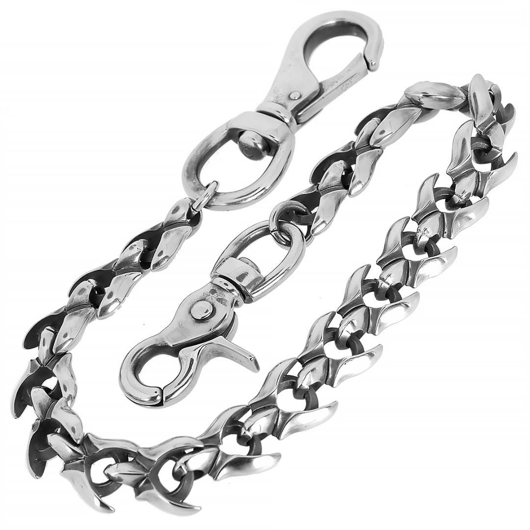 ジャーマンシルバー ウォレットチェーン 最高級 燻し加工 白銅 ドラゴンクロー