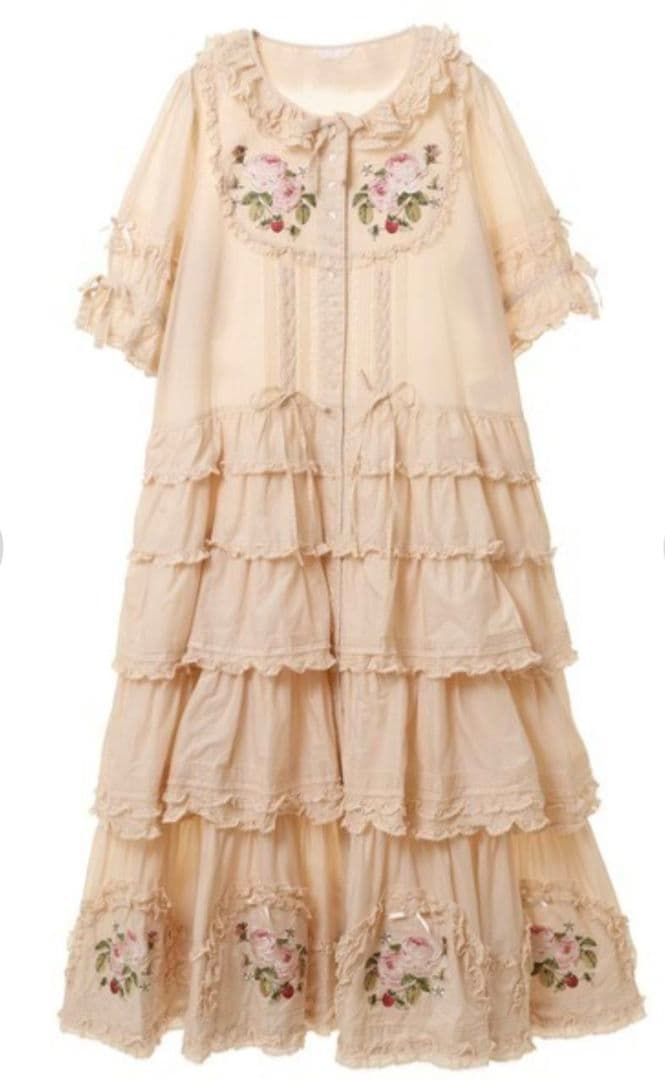 PINK HOUSE Berry Rose刺繍入りパッチワーク風ワンピース