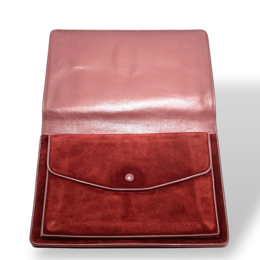 美品 カルティエ クラッチバッグ マストライン スエード 高級感 赤