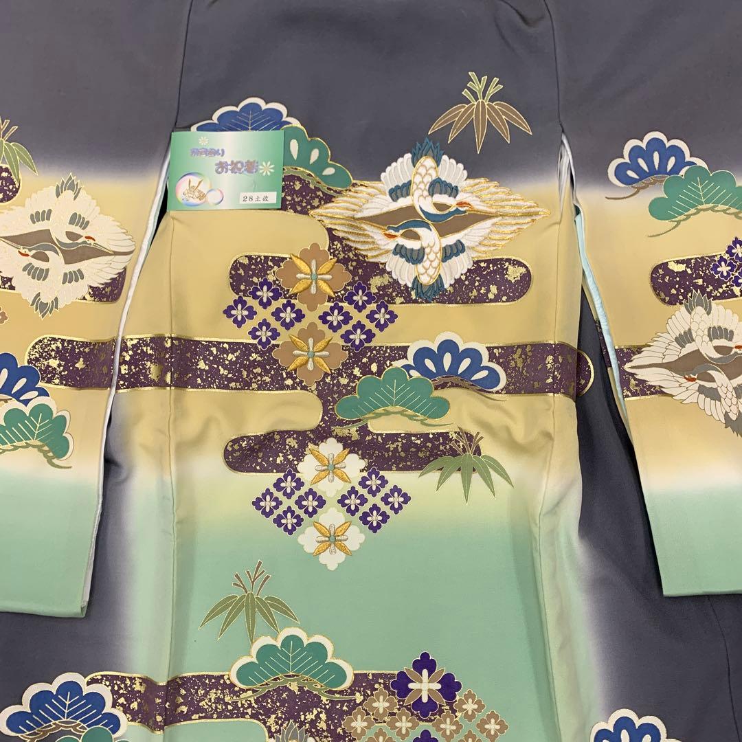 有名店在庫　最高級新品正絹産着（祝着）京友禅工芸美術、特撰祝い雲取松竹向鶴古典文