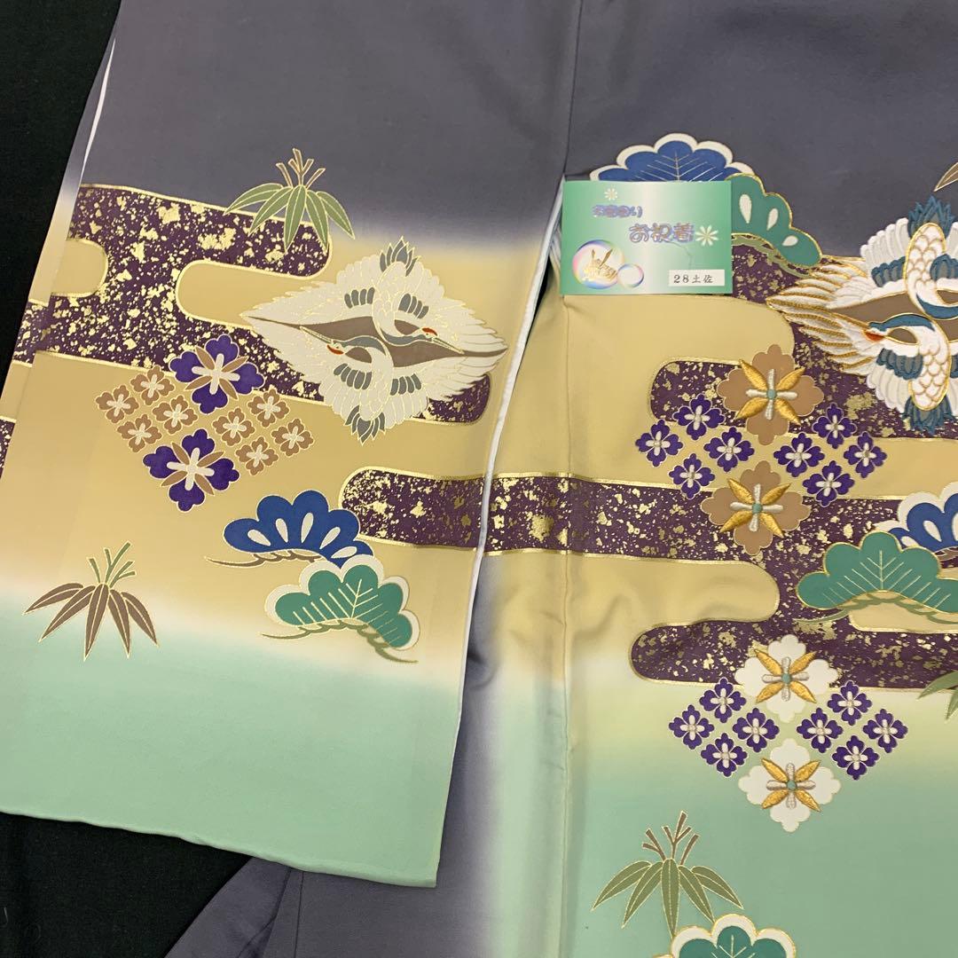 有名店在庫　最高級新品正絹産着（祝着）京友禅工芸美術、特撰祝い雲取松竹向鶴古典文